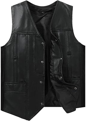 Vêtements en cuir pour hommes veste streetwear gilet sans manches