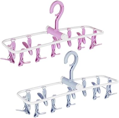 Cintre à linge pliable portable, paquet de 2 12 clips, support de séchage