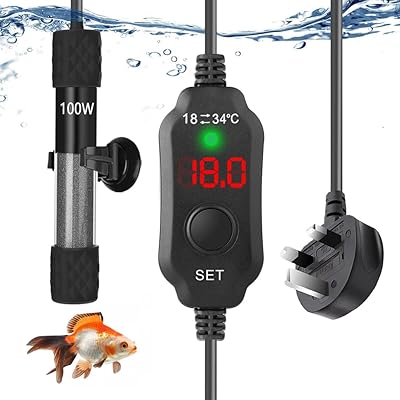 Chauffage d'aquarium réglable submersible 100 w, conception ultra courte avec affichage numérique led