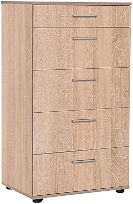 Commode adore furniture trendline avec 5 tiroirs, dimensions 60 cm x 108 cm