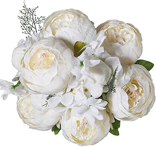 Ofrank bouquet de pivoines artificielles en soie antique pour décoration de mariage à domicile (blanc crème). Diaytar : Le discount nouvelle génération au Sénégal