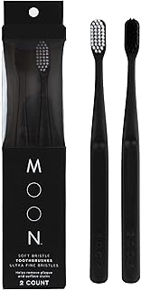 Brosse à dents moon, poils souples, brosse à dents élégante blanche et noire