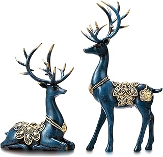 Figurines de cerf bleu décoration de table basse pour le salon d'intérieur