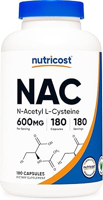 Nutricost n-acétyl l-cystéine (nac) 600 mg ; 180 gélules