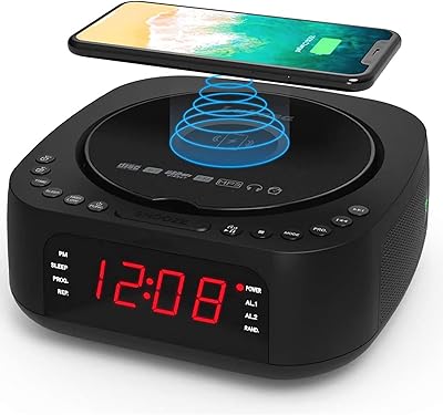Lecteur cd portable, lecteur cd dvd avec réveil, bluetooth, radio, chargement sans fil pour téléphone portable, fonctions veille et copie, écran led avec luminosité réglable. Diaytar : Des prix qui défient toute concurrence