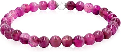 Bracelet élastique en perles œil de chat de 6 mm avec perles en argent sterling 7,5" pour hommes et femmes. Diaytar : La révolution discount est en marche