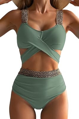 Maillot de bain 2 pièces eomenie pour femme, dos croisé, contrôle du ventre