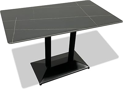 Table à manger rectangulaire moderne en bois d'érable avec cadre en métal noir