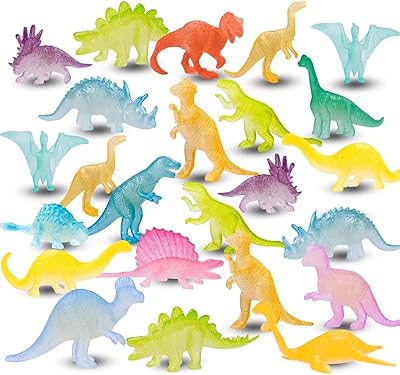 48 pièces mini jouets dinosaures qui brillent dans le noir, fournitures de fête