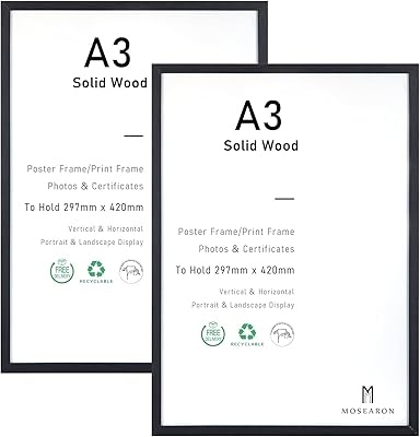 Cadre photo de certificat a3, lot de 2 cadres photo en bois noir