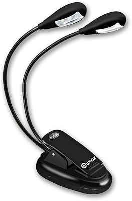 Lampe de lecture led comox, pupitre portable, double tête, 4 niveaux de luminosité