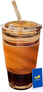 Gobelet en verre liublue 400 ml avec couvercle et paille, tasses en verre