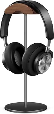 Support pour casque en aluminium noyer, support pour casque de jeu avec base