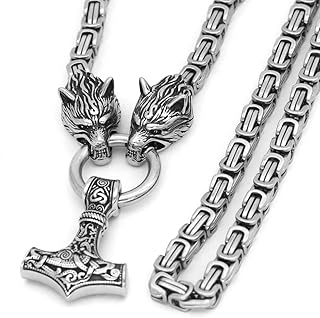 Guoshuang hommes acier inoxydable tête de loup norvège vikings talisman thor mjolnir pendentif roi chaîne avec sac cadeau valknut. Diaytar Sénégal : Innovation, diversité et accessibilité