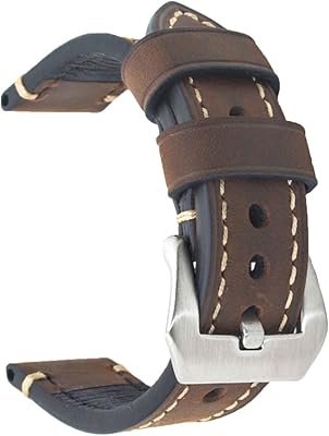 Bracelet de montre en cuir véritable, tailles 20 mm, 22 mm et 24 mm, au design classique et de couleur noire, représentant une époque révolue. Diaytar : Des offres irrésistibles chaque jour