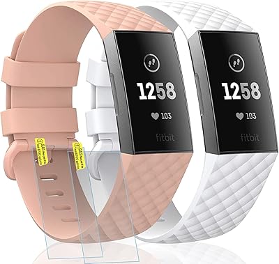Bracelet de remplacement réglable classique et 2 protecteurs d'écran compatibles avec fitbit charge