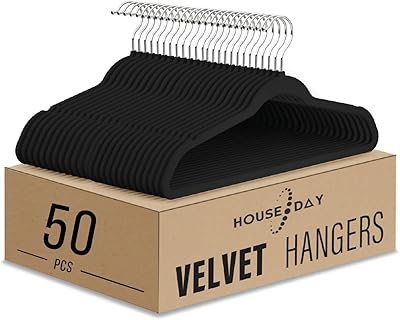 Ensemble de cintres en velours antidérapant, 50 pièces, peu encombrant, pour adultes (noir)