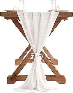 Chemin de table en mousseline blanche de 10 pieds, chemin de table