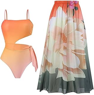 Maillot de bain une pièce pour femme avec cache-plage, monokini imprimé rétro, mode