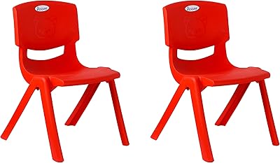 Chaise bébé en plastique esqube baby rouge, lot de 2, ety rd pk2