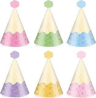 24 pièces chapeaux de fête de crème glacée thème fournitures d'anniversaire cône