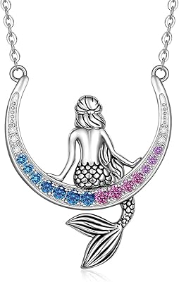 Collier de sirène pour femmes en argent sterling, collier de petite sirène