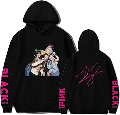 Sweat à capuche imprimé avec logo du groupe k-pop blackpink lisa, jennie, jisoo