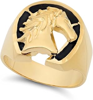 The bling factory grand anneau en fer à cheval équestre bicolore noir 18
