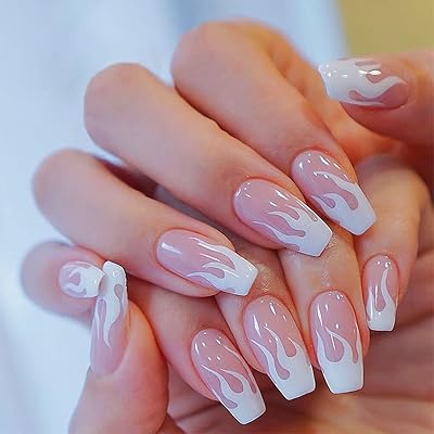 Faux ongles à paillettes de style ballerine moyen rose sethixy avec colle, 24