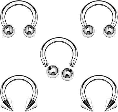 5 pièces 16g 3mm boucles d'oreilles en fer à cheval en acier chirurgical