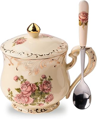 Tasse à thé u leaf avec couvercle tasse et cuillère en céramique