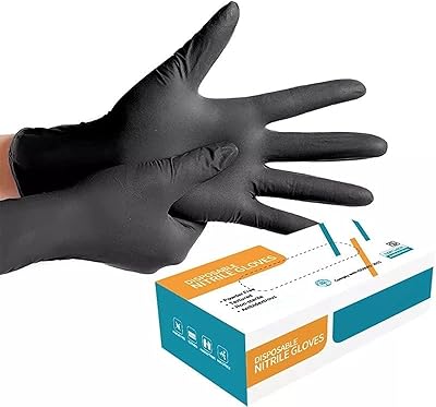 Gants jetables noirs en nitrile pur (taille m) 100 pièces/boîte sans poudre