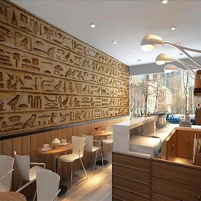 - rétro 3d stéréoscopique egypte classique hiéroglyphe papier peint café