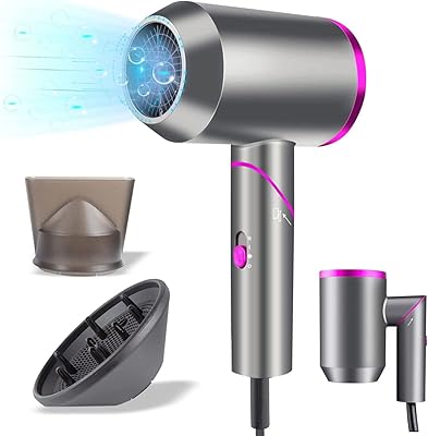 Sèche-cheveux ionique pliable professionnel 1800 w 3 réglages de chaleur 2