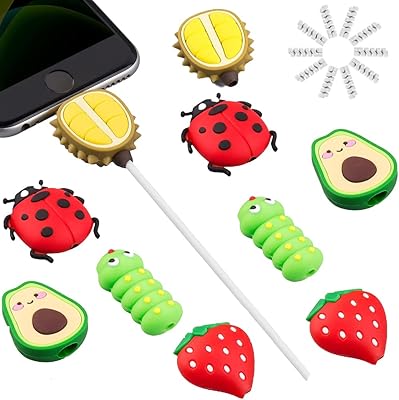 Alykdon mignon protecteur de câble, 20 pièces manchons de câble, fruit animal design
