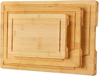 Ensemble de planches à découper en bambou avec rainure jus