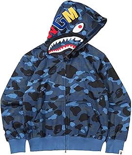 Sweat à capuche liaopofos imprimé requin 3d avec fermeture éclair, vêtements de rue