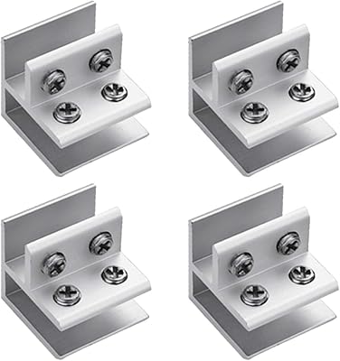 4 pinces à verre aerometal, support d'étagère réglable en bois/verre, pince de support