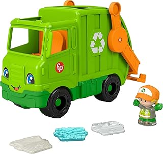 Camion de recyclage fisher-price little people, jouet à pousser musical avec figurine