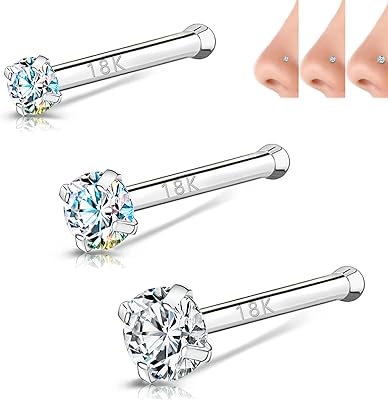 Anneaux de nez en or blanc 18 carats pour femmes et hommes, anneaux