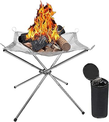 Poêle à feu portable pour patio extérieur ykm avec table pliable en maille