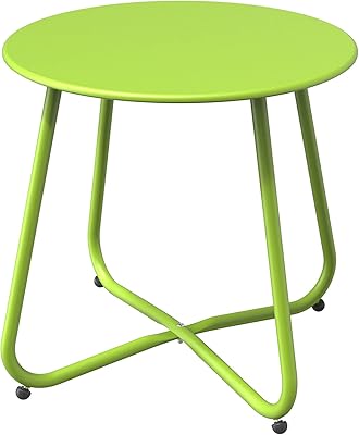 Table d'appoint de patio en acier grand patio, table ronde d'extérieur résistante aux