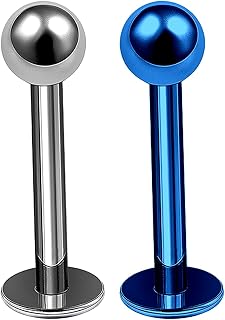 2 pièces boucles d'oreilles labret en titane 16g 3mm monroe labret tête sphérique