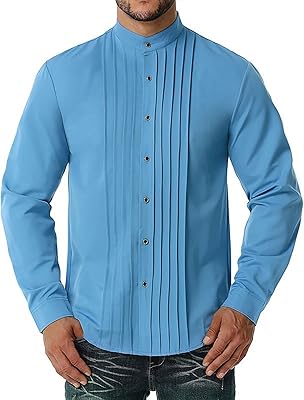 Verem chemise habillée cintrée chemise de smoking pour hommes mode col à bandes