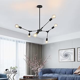 Lustre jaycomi spoutnik, luminaires de plafond du milieu du siècle, suspension industrielle noire