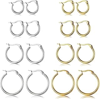 Boucles d'oreilles créoles en acier et titane doré pour femmes, ensemble de boucles