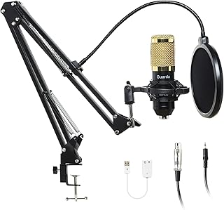 Kit de microphone à condensateur usb studio avec support de bras à ciseaux