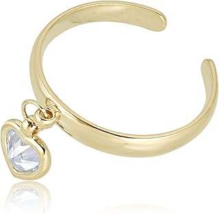 Bague réglable en or jaune 10 carats avec pierre de zircone cubique incrustée