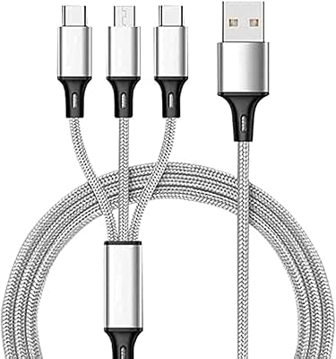 Câble de chargeur multi-usb 3 en 1 connecteurs multi-ports usb tressés en nylon
