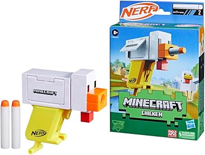 Nerf microshots minecraft chicken blaster 2 fléchettes en mousse elite mob design blaster
